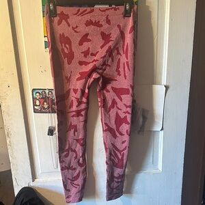 Athletic Red Patterned Leggings